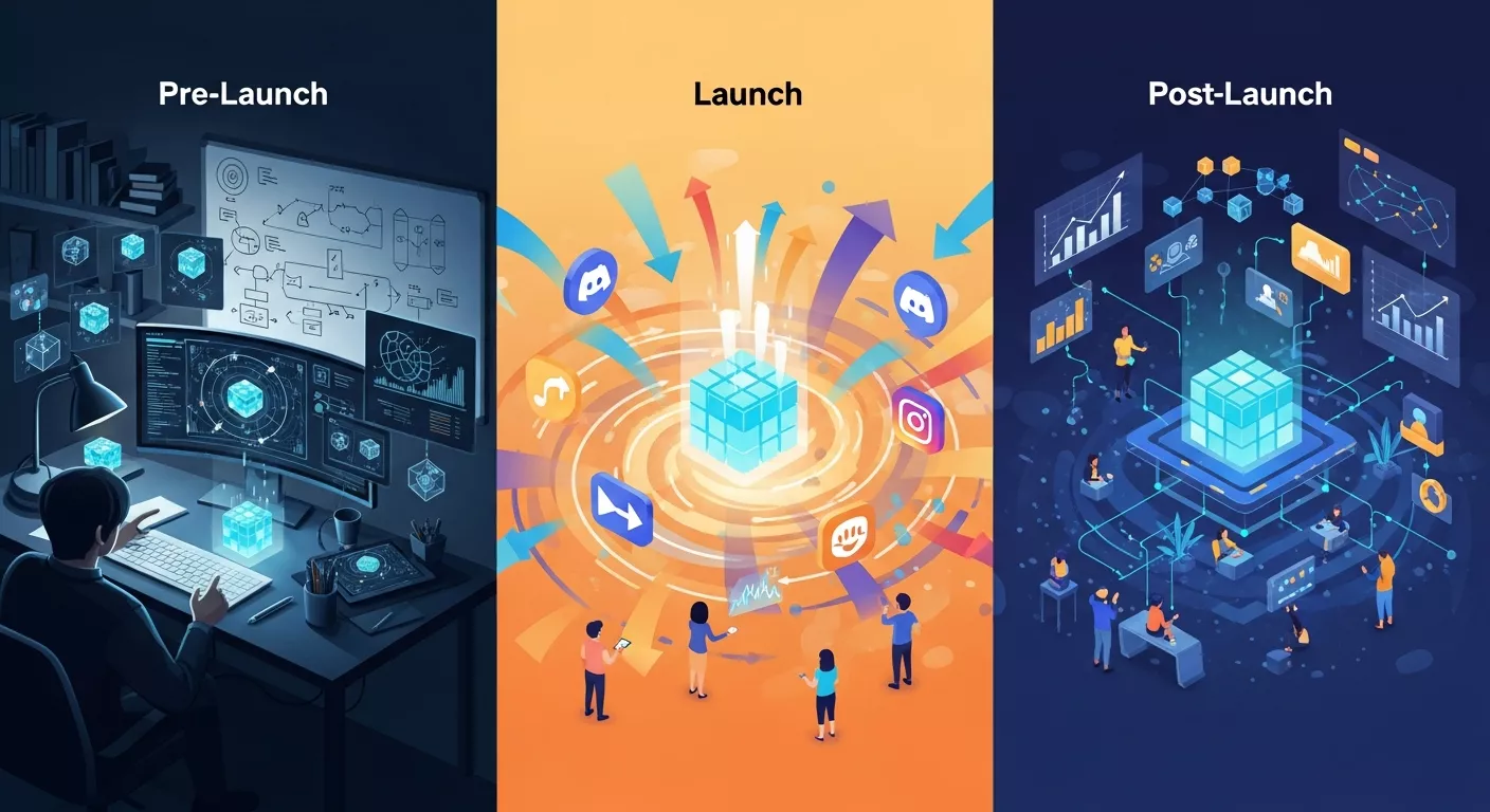 NFT launch marketing guide pre-launch, launch, and post-launch